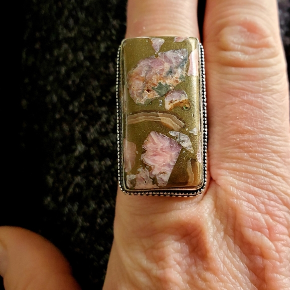 New Oversized Copper Rhodochrosite 925 Silver Ring. - Picture 4 of 15